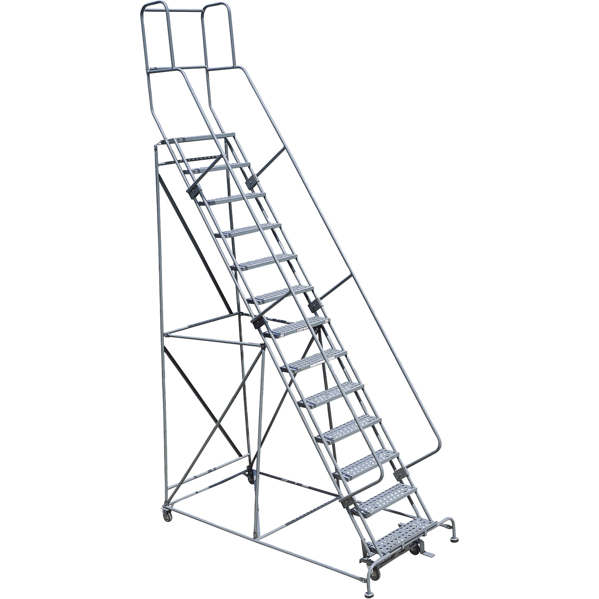 Cotterman Rolling Steel Ladder, 450-Lb. Capacity, 13-Step Ladder, 130in.H Platform, Model# 1513R2642A1E20B4C1P3